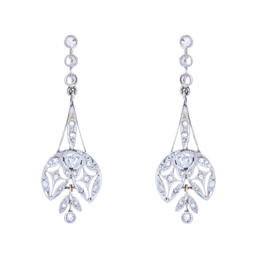 Boucles d'oreilles Boucles d'oreilles anciennes diamants Belle époque 58 Facettes 22-254