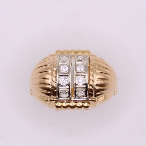 Bague Bague Tank or jaune et pierres blanches 58 Facettes