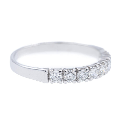 Bague 55.5 Bague Demi alliance Or blanc Diamant 58 Facettes 2090638CN