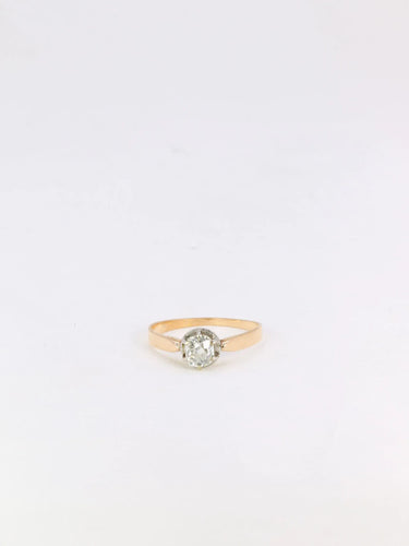 Bague 54 Solitaire Or rose Diamant coussin 58 Facettes J217