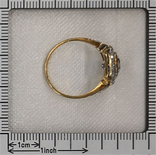 Bague 54 Bague de fiançailles Belle Epoque diamant et aigue-marine 58 Facettes 23139-0010