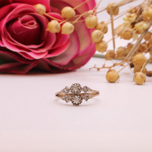 Bague Bague Art Nouveau double trilogie Or rose Diamants 58 Facettes