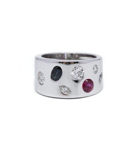 Bague 51 / Blanc/Gris / Or 750 Bague Rubis Saphir Diamants 58 Facettes 220017R