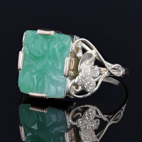 Bague 59 Bague art déco jade gravé 58 Facettes 22-225
