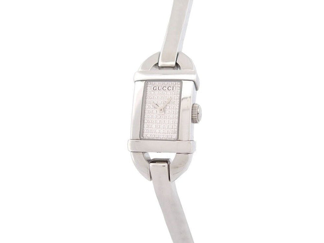 Montre montre GUCCI bamboo diamants quartz acier palladie 58 Facettes 256725