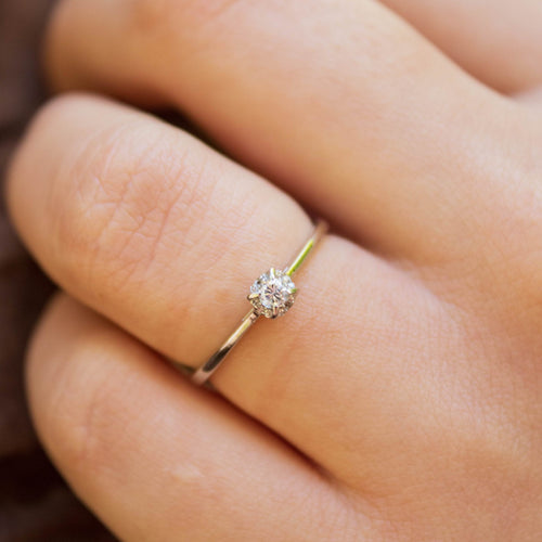 Bague Solitaire or blanc diamant 0.09ct 58 Facettes 21717