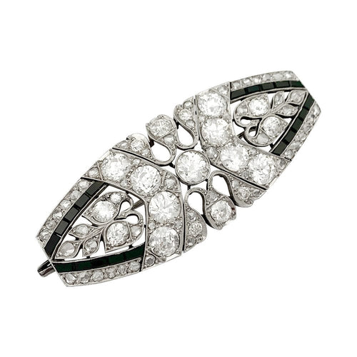 Broche Broche Art Déco en platine sertie de diamants et d'onyx. 58 Facettes 32080