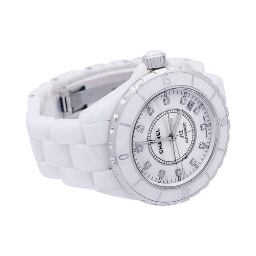 Montre Montre Chanel "J12" céramique blanche, diamants. 58 Facettes 33570
