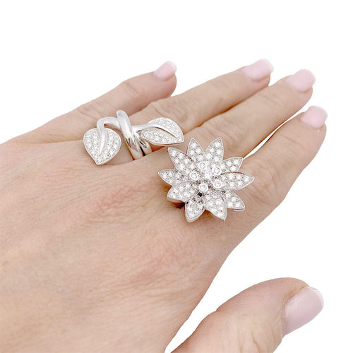 Bague 53 Bague Van Cleef & Arpels "Lotus" or blanc, diamants. 58 Facettes 33557