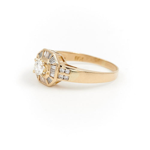Bague 59 Bague Art déco Or jaune Diamant 58 Facettes 1887727CN