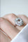Bague 53 Bague marguerite Art Deco aigue-marine entourage diamants 58 Facettes