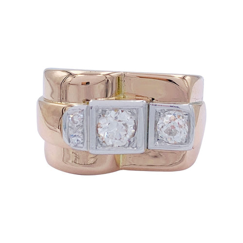 Bague 58 Bague Tank en or rose, platine, diamants. 58 Facettes 32287