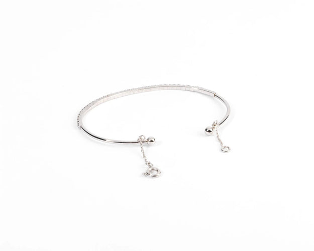 Bracelet Bracelet demi jonc or gris et diamant sur le dessus 58 Facettes 0