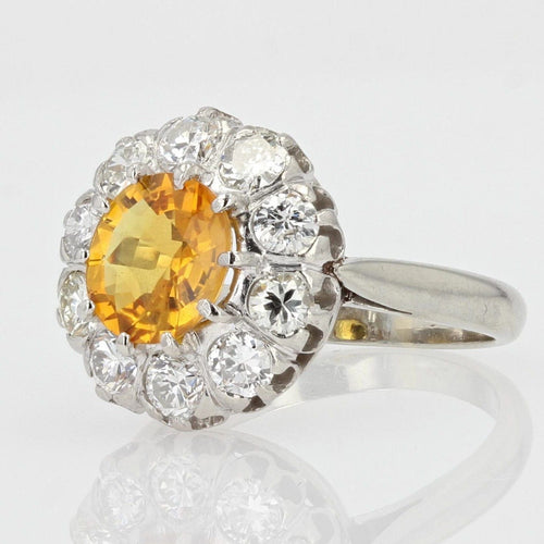 Bague 50 Bague marguerite saphir jaune et diamants 58 Facettes 21-524