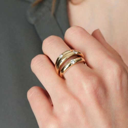 Bague 52 / Or Jaune / Diamants BAGUE "TROIS ANNEAUX" OR & DIAMANTS 58 Facettes BO/220022 RIV