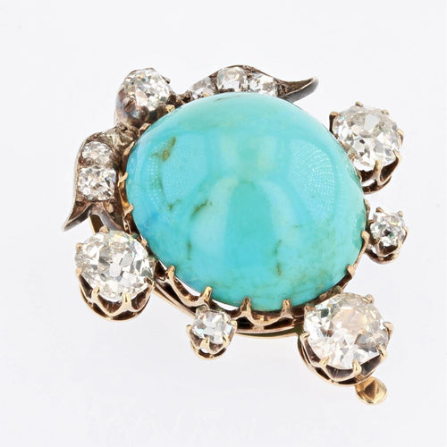 Broche Broche ancienne clip turquoise et diamants 58 Facettes 21-687