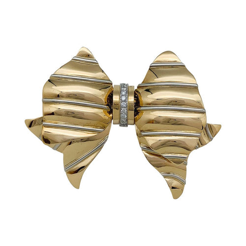 Broche Broche Repossi "noeud" en ors jaune et blanc, diamants. 58 Facettes 31272