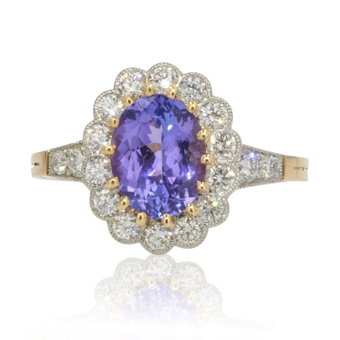 Bague 54 Bague or marguerite tanzanite diamants 58 Facettes F71BZ