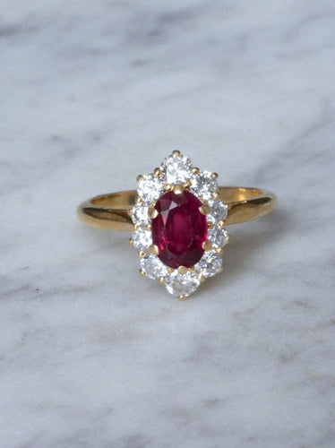 Bague Bague marguerite rubis et diamants 58 Facettes