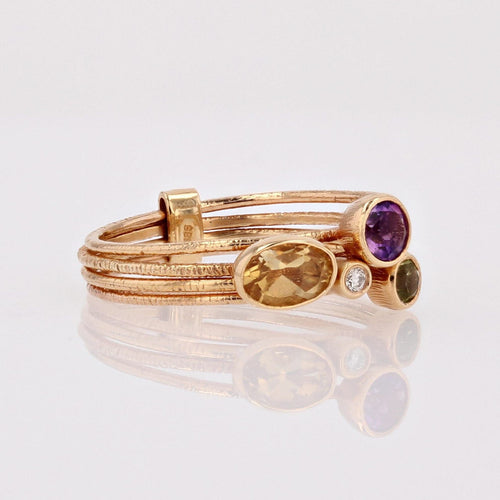 Bague 58 Bague 4 anneaux pierres fines 58 Facettes 19-661B