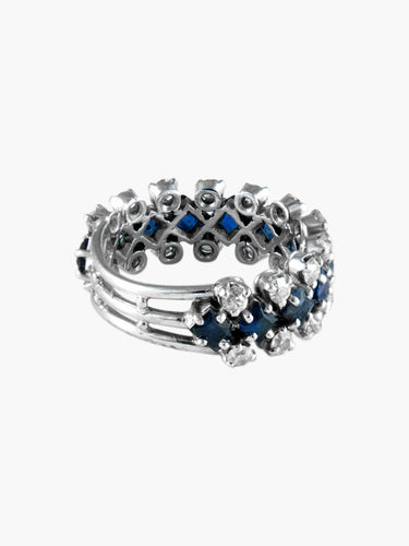 Bague Demi Alliance Or Blanc Saphirs Diamants 58 Facettes