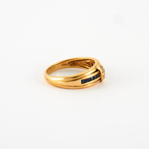 Bague Bague en Or jaune, diamants & saphirs 58 Facettes
