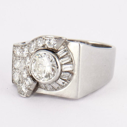 Bague 52.5 Bague en platine, diamants 58 Facettes