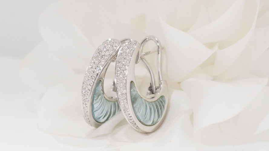 Boucles d'oreilles Boucles d'oreilles aigues marines et diamants 58 Facettes 32153