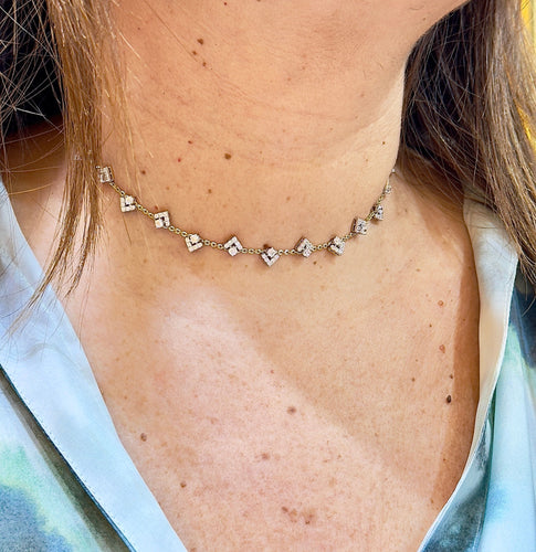 Collier Collier choker or jaune et oxydes de zirconium 58 Facettes