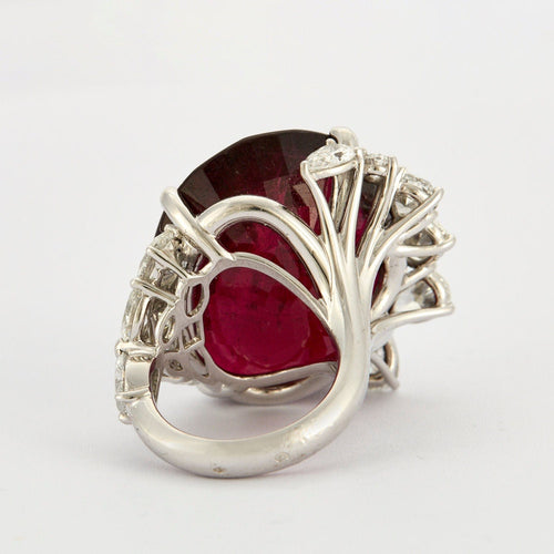 Bague 53.5 Bague Cocktail Rubellite 69cts Diamants 58 Facettes