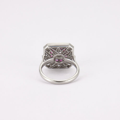 Bague 53 Bague style Art Déco Diamants et Rubis 58 Facettes