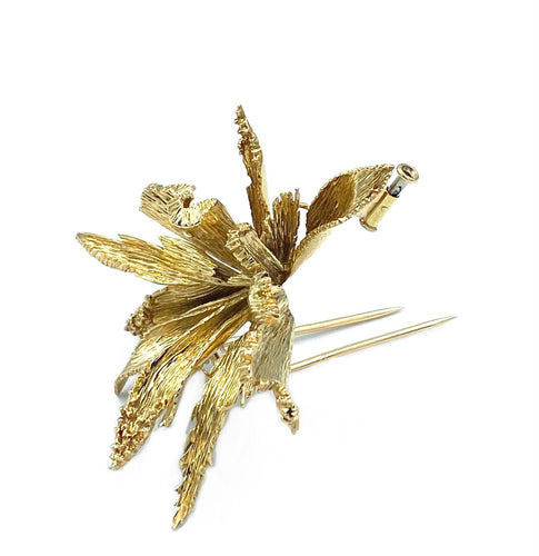 Boucles d'oreilles Chaumet. Demi-parure 1980 en or jaune 18K 58 Facettes