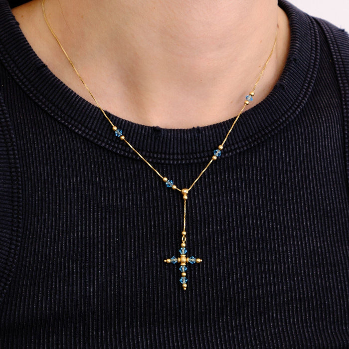 Collier Pendentif croix topaze sur chaîne or jaune 58 Facettes