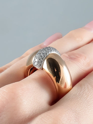 Bague 52 Bague Jonc Or rose Diamants 58 Facettes