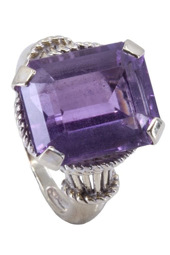 Bague Bague or blanc et améthyste 58 Facettes 074791