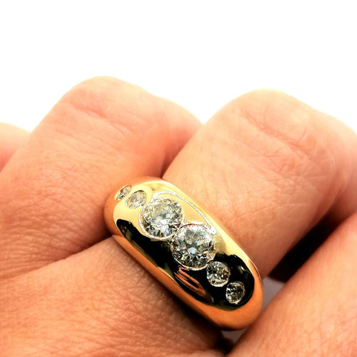 Bague 54 Bague jonc or jaune 6 diamants 58 Facettes 3758