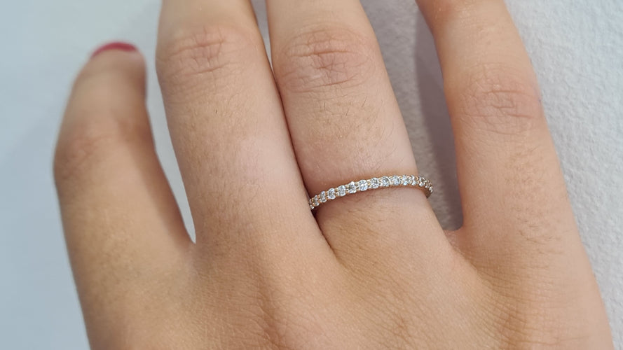 Bague 50 Bague demi alliance en Or rose, Diamants 58 Facettes