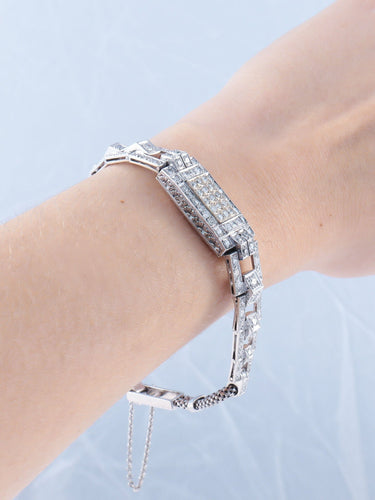 Bracelet Bracelet Art déco et pavage de diamants 58 Facettes
