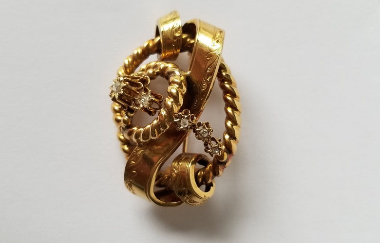 Broche Broche époque Napoléon III Or jaune Diamants 58 Facettes