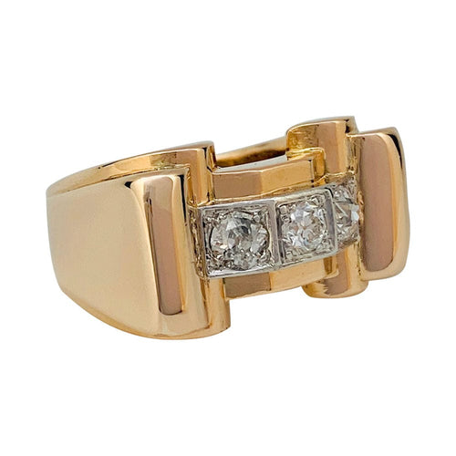 Bague 58 Bague tank or rose, platine et diamants. 58 Facettes 31517