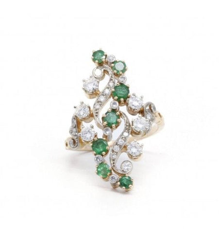 Bague 61 / Jaune / Or 750 Bague Diamants Emeraudes 58 Facettes 200110R