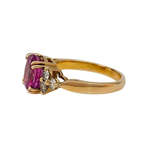 Bague 50 Bague en or rose saphir rose 2,84 carats, diamants. 58 Facettes 31031
