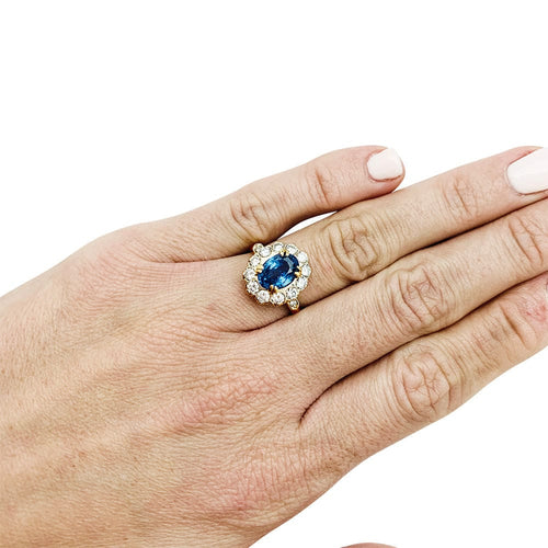 Bague 52 Bague Pompadour or jaune et blanc, saphir, diamants. 58 Facettes 30907