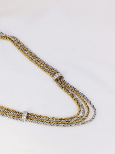 Collier Collier draperie vintage quatre rangs diamants 58 Facettes J97