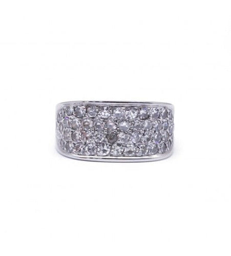 Bague 46 / Blanc/Gris / Or 750 Bague pavage diamants 58 Facettes 170020R