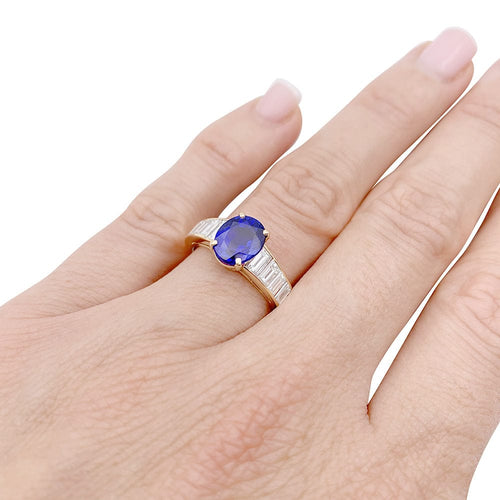 Bague 51 Bague Van Cleef & Arpels saphir et diamants baguette. 58 Facettes 33085