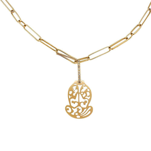 Collier Sautoir Pomellato "Ming", or rose et diamants bruns. 58 Facettes 31403