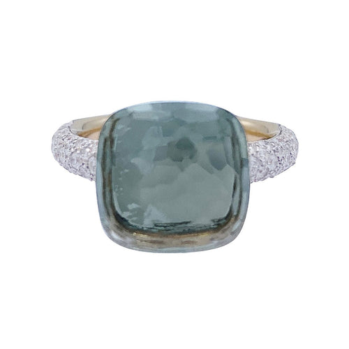 Bague 57 Bague Pomellato, "Nudo", or rose et blanc, diamants, prasiolite. 58 Facettes 32268