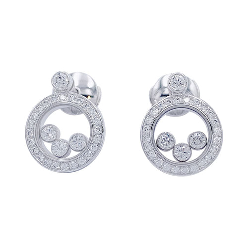 Boucles d'oreilles Boucles d'oreilles Chopard, "Happy Diamonds" en or blanc, diamants. 58 Facettes 32316