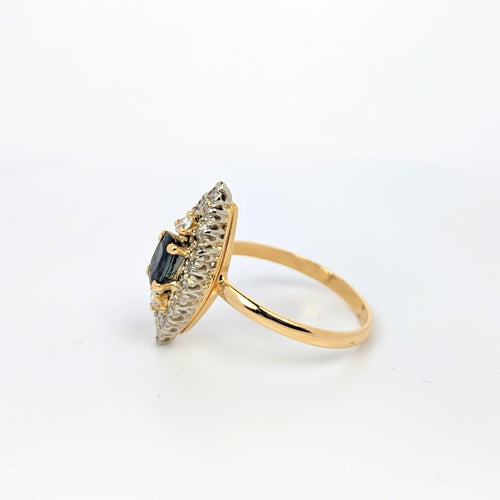 Bague Bague Marquise or jaune diamants et saphir 58 Facettes 22945